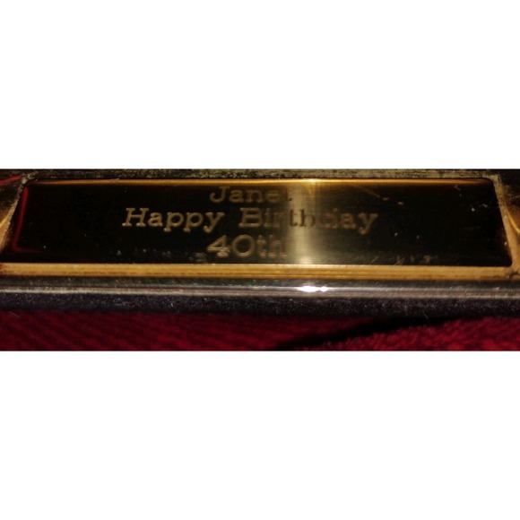 Danbury Co Quartz Clock Mantel Desk Gold tone Paperweight Happy‎ 40th Bday Janet - Picture 6 of 6